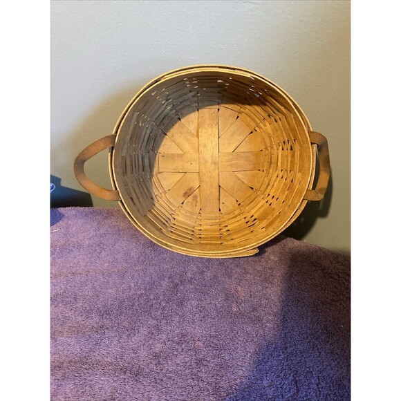 Longaberger Basket Handwoven In Dresden, Ohio USA 1994 Round Leather Handles - Picture 6 of 6